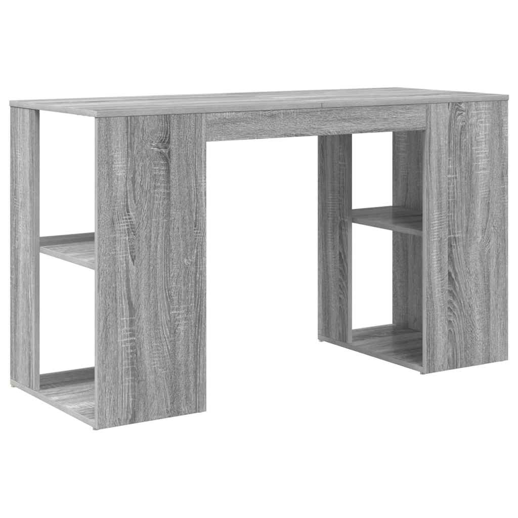 Bureau met plank Grijs Sonoma 130 x 50.5 x 75 cm Bewerkt hout
