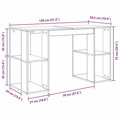 Bureau met plank Artisan Eiken 130 x 50.5 x 75 cm Bewerkt hout