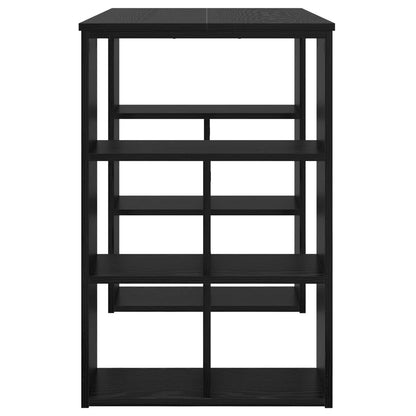 Bureau met plank Zwart Eiken 90 x 50 x 75 cm Bewerkt hout