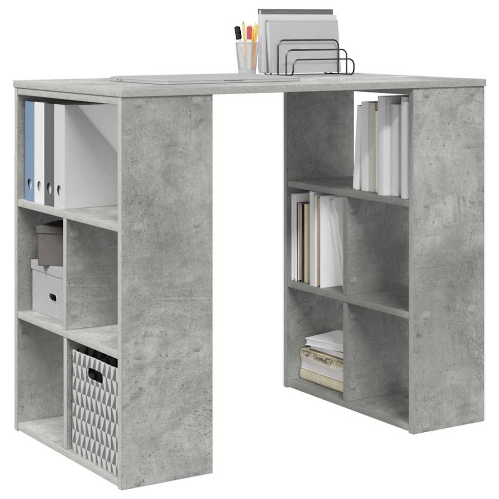 Bureau met plank Beton Grijs 90 x 50 x 75 cm Bewerkt hout