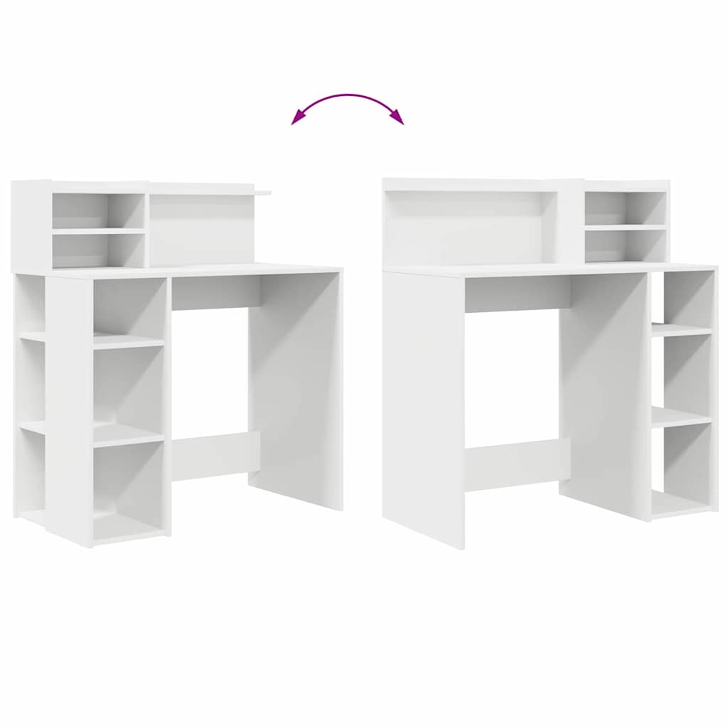 Bureau met plank met opslag Wit 90 x 48 x 101,5 cm Bewerkt hout