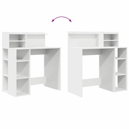 Bureau met plank met opslag Wit 90 x 48 x 101,5 cm Bewerkt hout