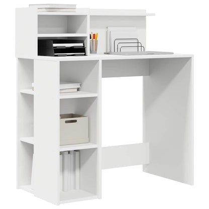 Bureau met plank met opslag Wit 90 x 48 x 101,5 cm Bewerkt hout
