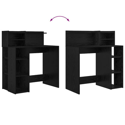 Bureau met plank Zwart Eiken 90 x 48 x 101,5 cm Bewerkt hout