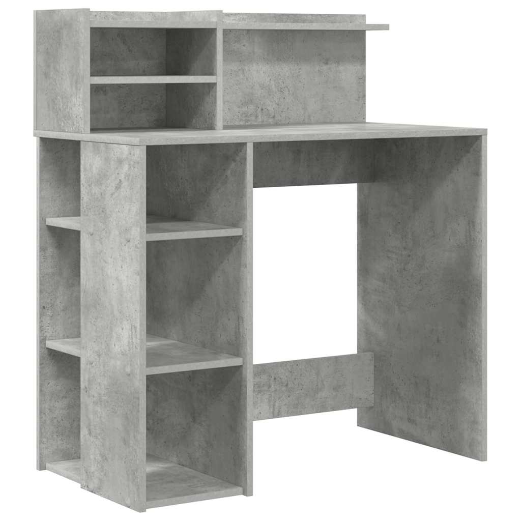 Bureau met plank Beton Grijs 90 x 48 x 101,5 cm Bewerkt hout