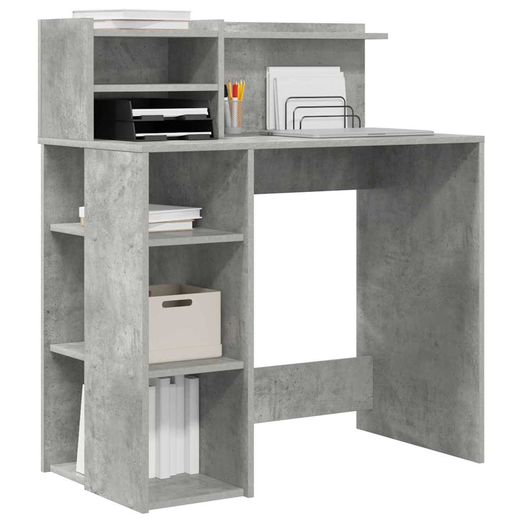 Bureau met plank Beton Grijs 90 x 48 x 101,5 cm Bewerkt hout