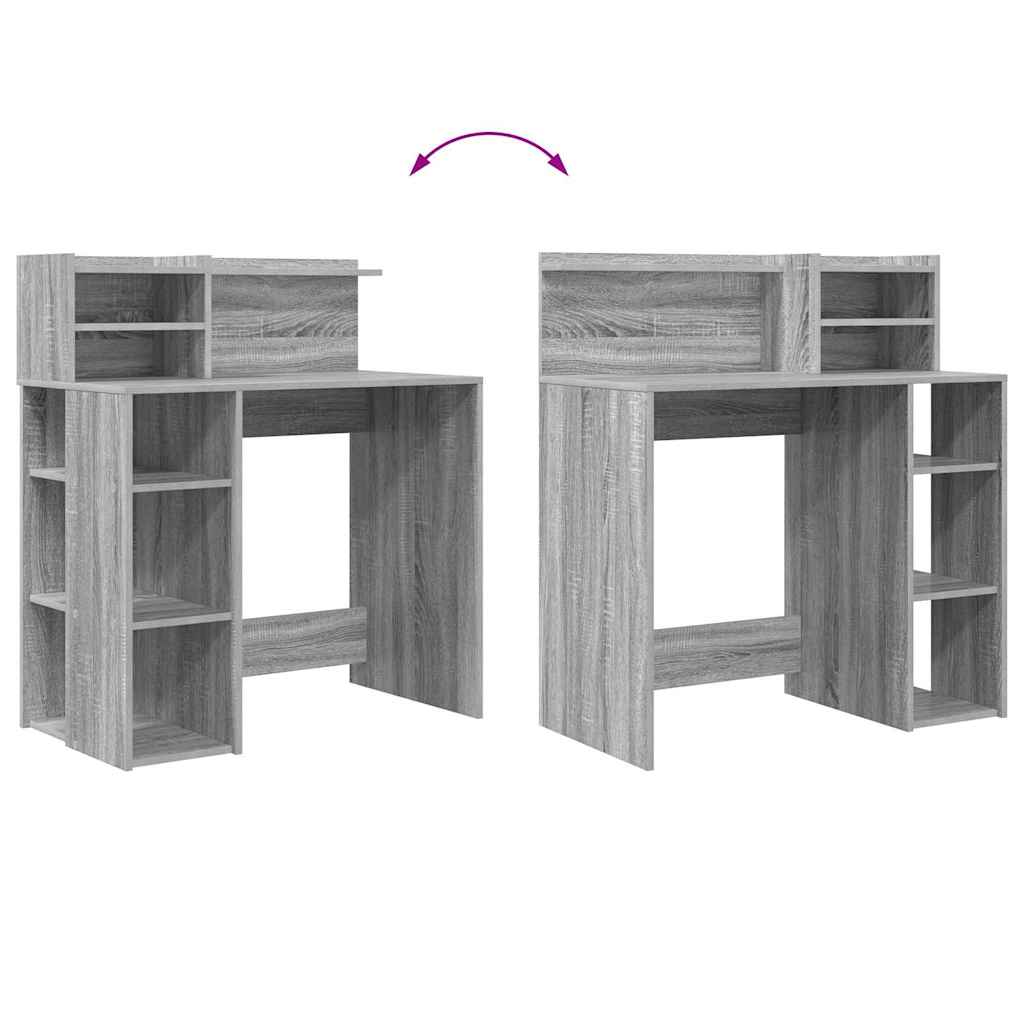 Bureau met plank Grijs Sonoma 90 x 48 x 101,5 cm Bewerkt hout
