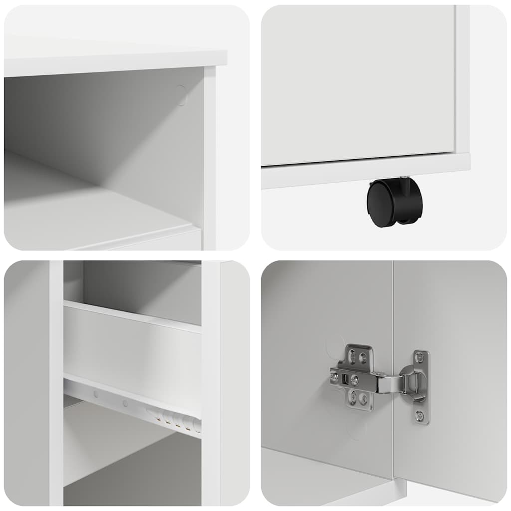 Bureau met Wielen met lade Wit 91 x 50 x 77 cm Bewerkt hout