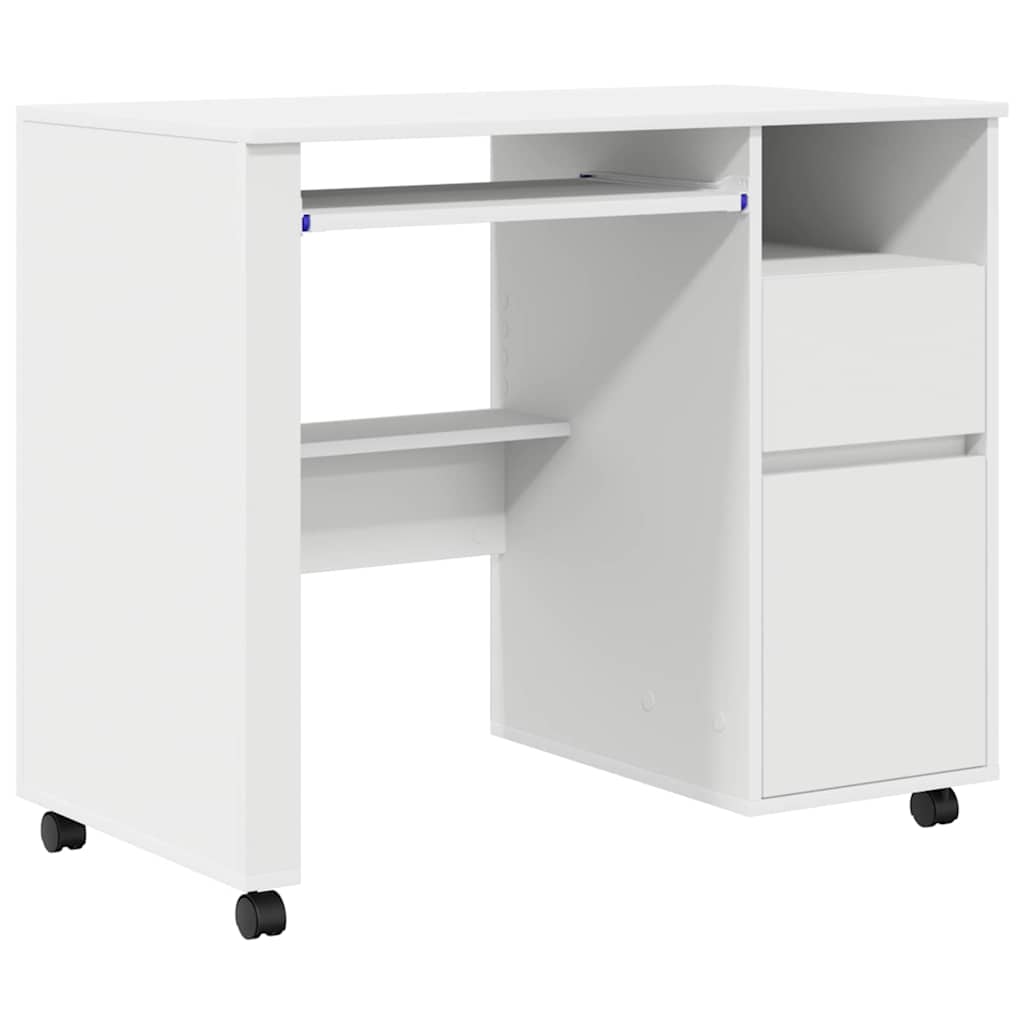 Bureau met Wielen met lade Wit 91 x 50 x 77 cm Bewerkt hout