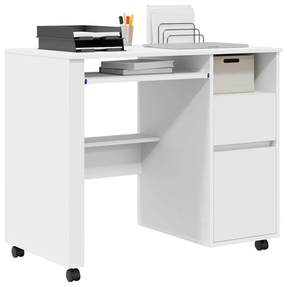 Bureau met Wielen met lade Wit 91 x 50 x 77 cm Bewerkt hout