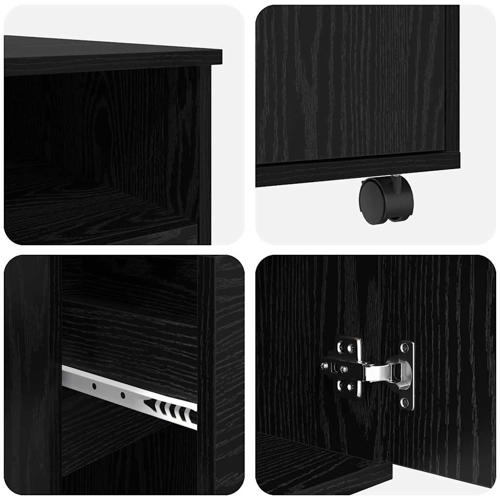 Bureau met Wielen Zwart Eiken 91 x 50 x 77 cm Bewerkt hout