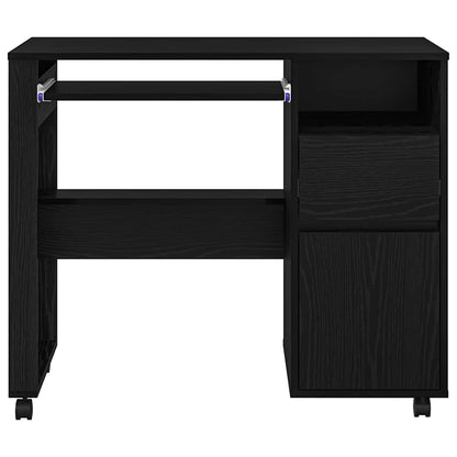 Bureau met Wielen Zwart Eiken 91 x 50 x 77 cm Bewerkt hout