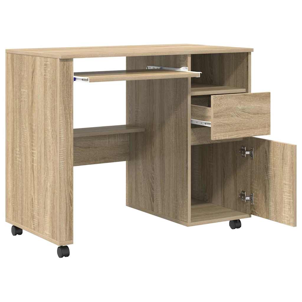 Bureau met Wielen Sonoma Eiken 91 x 50 x 77 cm Bewerkt hout