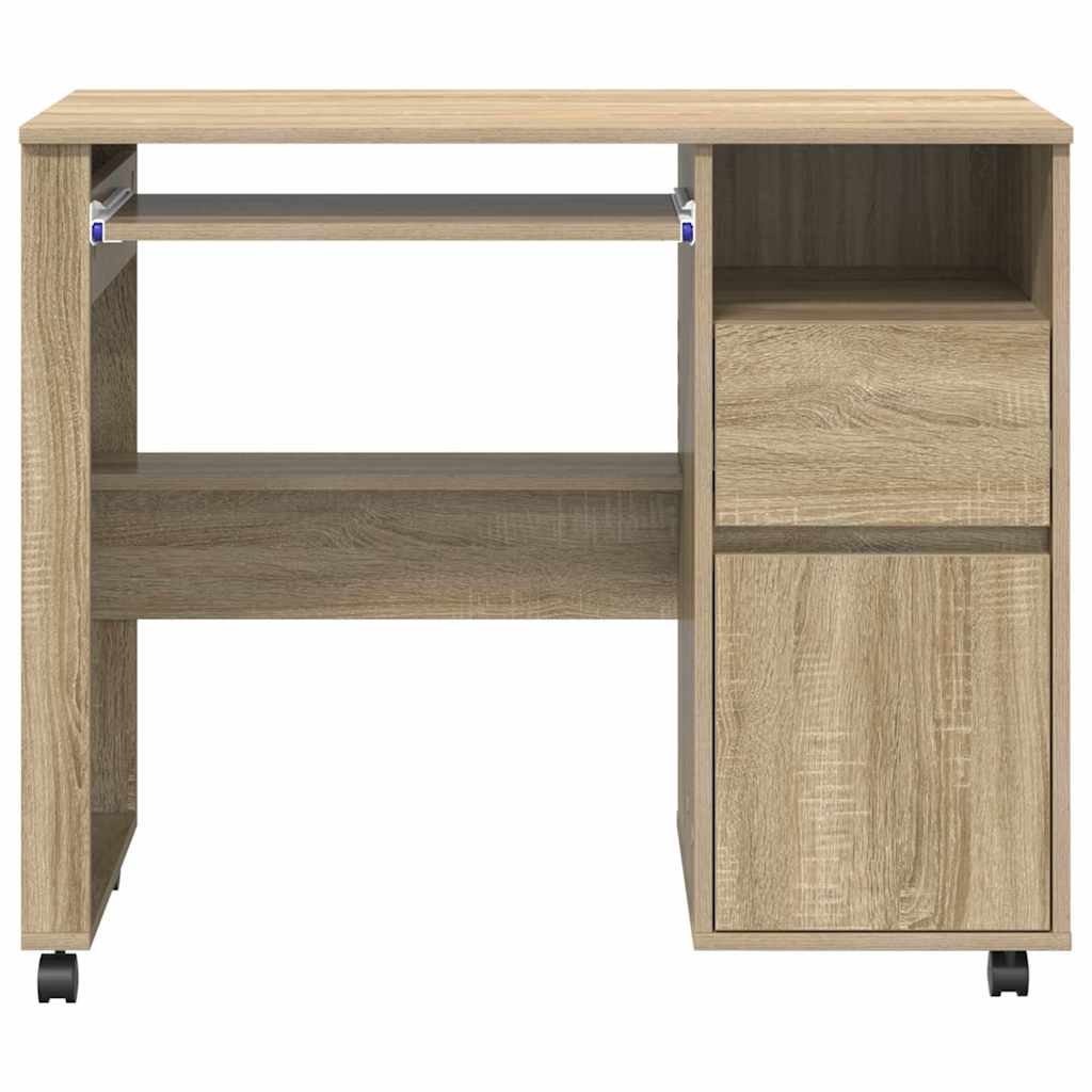 Bureau met Wielen Sonoma Eiken 91 x 50 x 77 cm Bewerkt hout