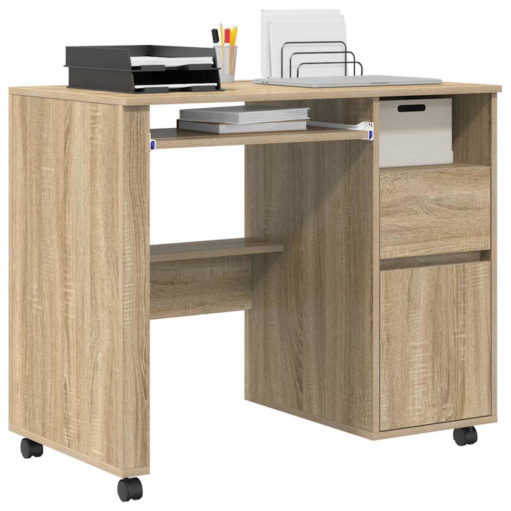 Bureau met Wielen Sonoma Eiken 91 x 50 x 77 cm Bewerkt hout