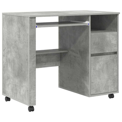 Bureau met Wielen Beton Grijs 91 x 50 x 77 cm Bewerkt hout