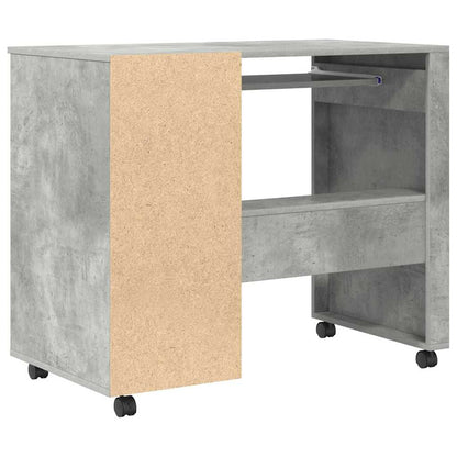 Bureau met Wielen Beton Grijs 91 x 50 x 77 cm Bewerkt hout