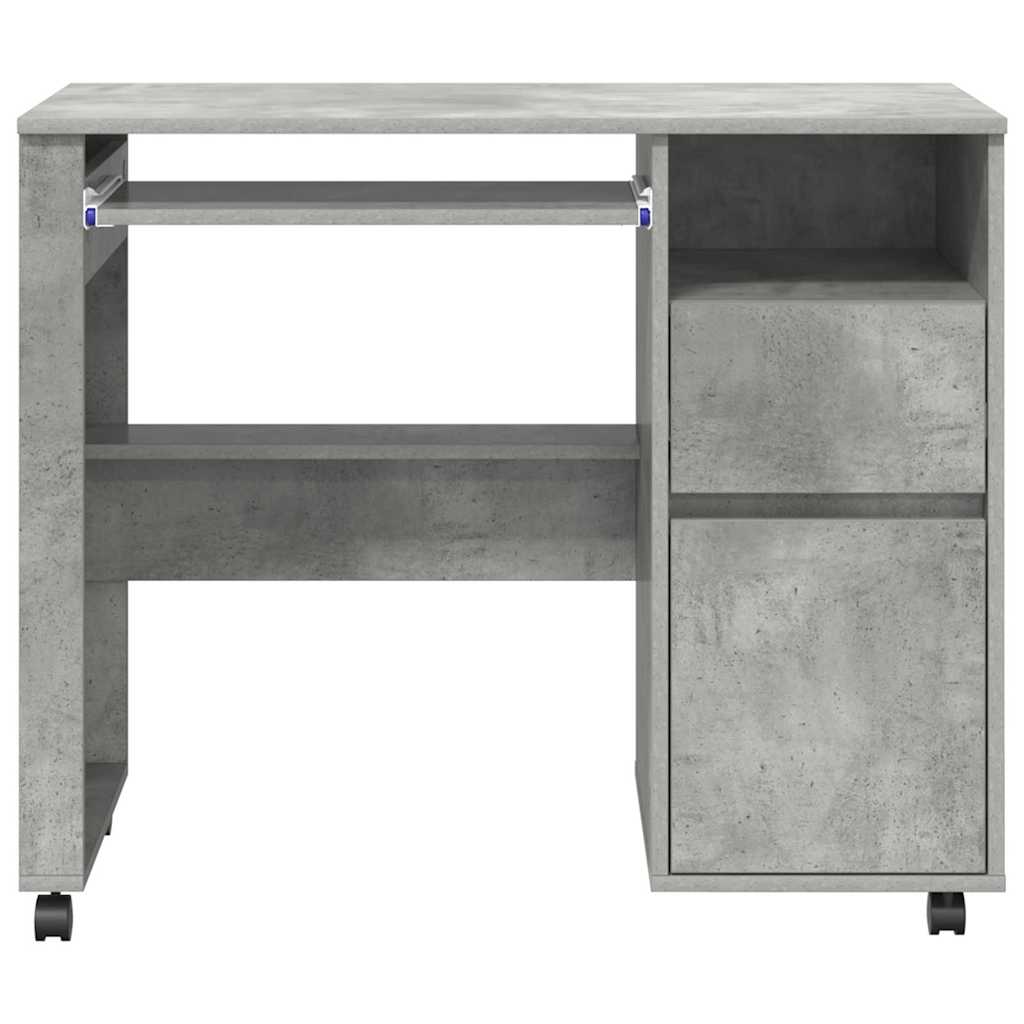 Bureau met Wielen Beton Grijs 91 x 50 x 77 cm Bewerkt hout