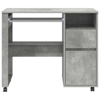 Bureau met Wielen Beton Grijs 91 x 50 x 77 cm Bewerkt hout