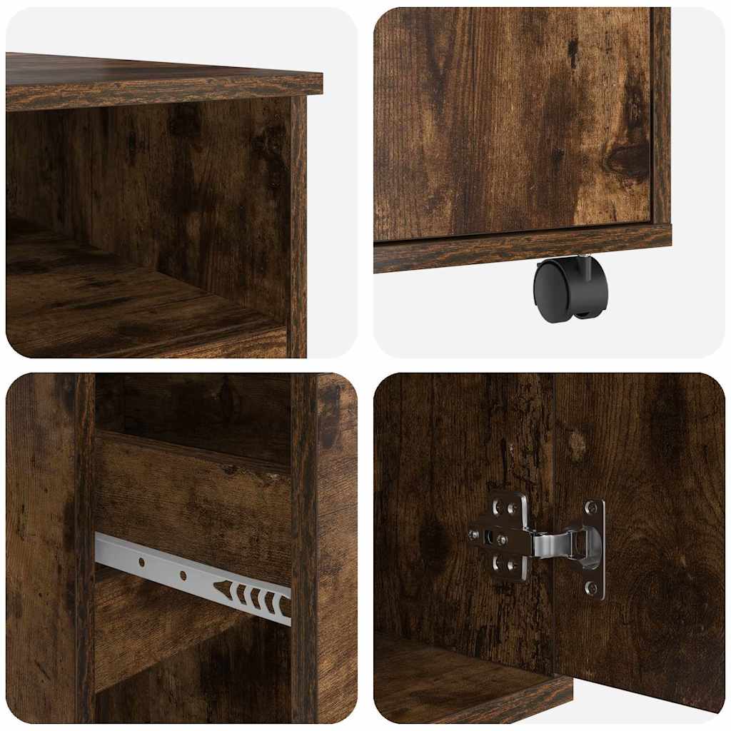 Bureau met Wielen Gerookt eiken 91 x 50 x 77 cm Bewerkt hout