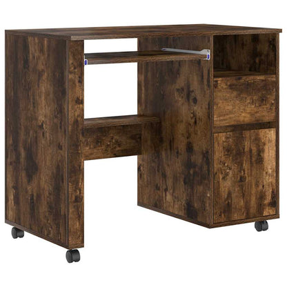 Bureau met Wielen Gerookt eiken 91 x 50 x 77 cm Bewerkt hout