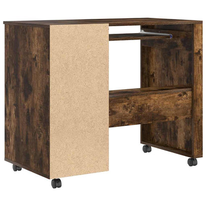 Bureau met Wielen Gerookt eiken 91 x 50 x 77 cm Bewerkt hout