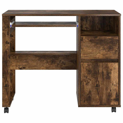 Bureau met Wielen Gerookt eiken 91 x 50 x 77 cm Bewerkt hout