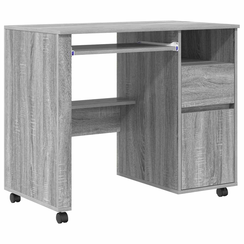 Bureau met Wielen Grijs Sonoma 91 x 50 x 77 cm Bewerkt hout