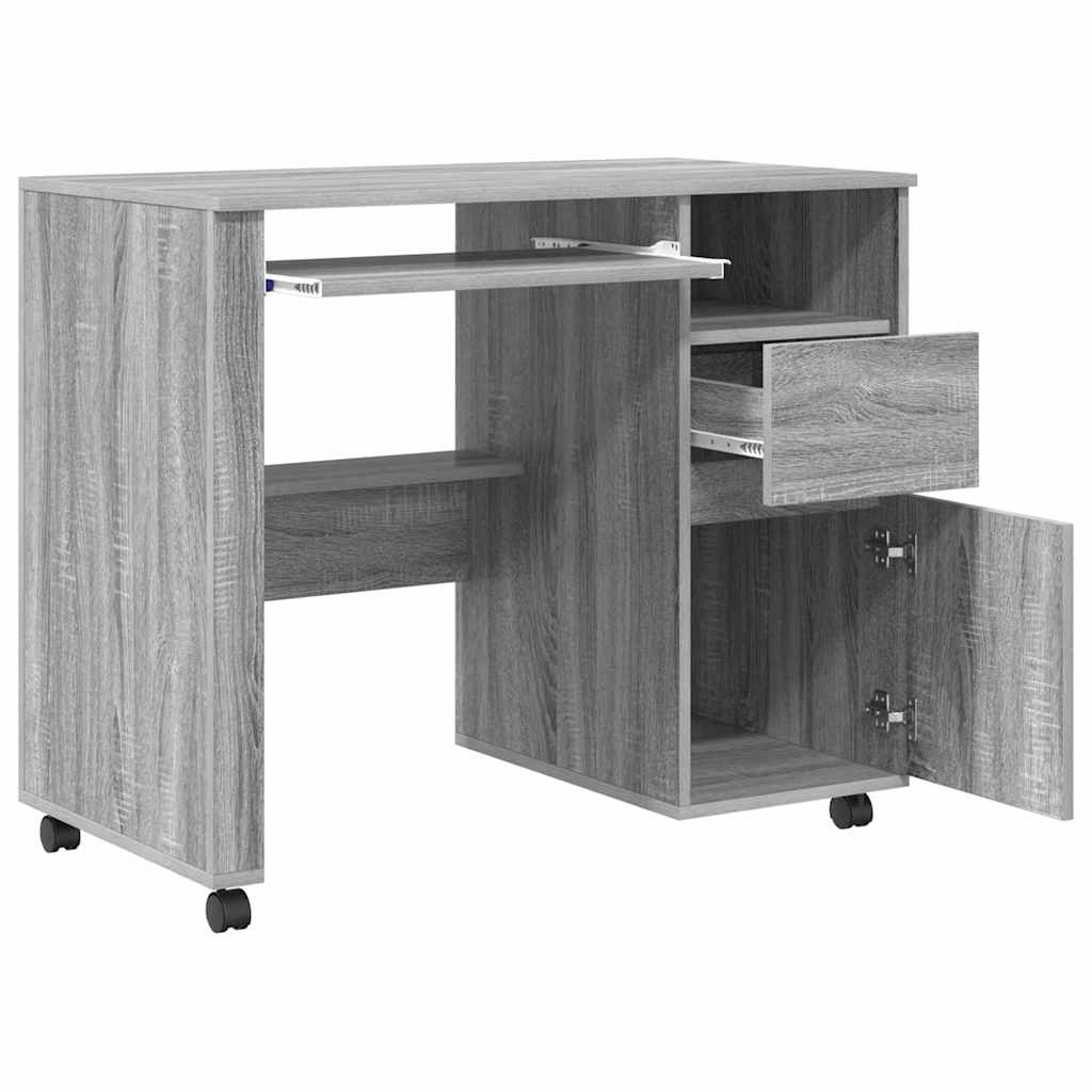 Bureau met Wielen Grijs Sonoma 91 x 50 x 77 cm Bewerkt hout