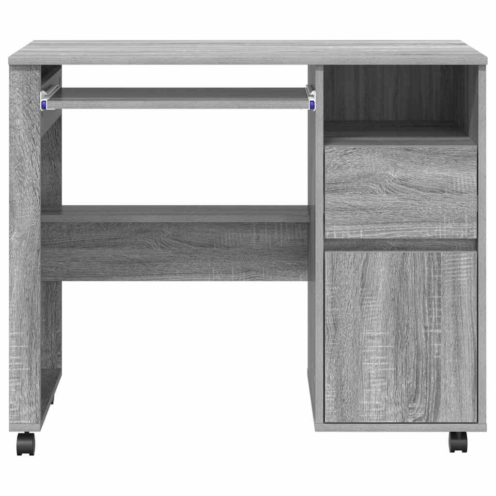 Bureau met Wielen Grijs Sonoma 91 x 50 x 77 cm Bewerkt hout