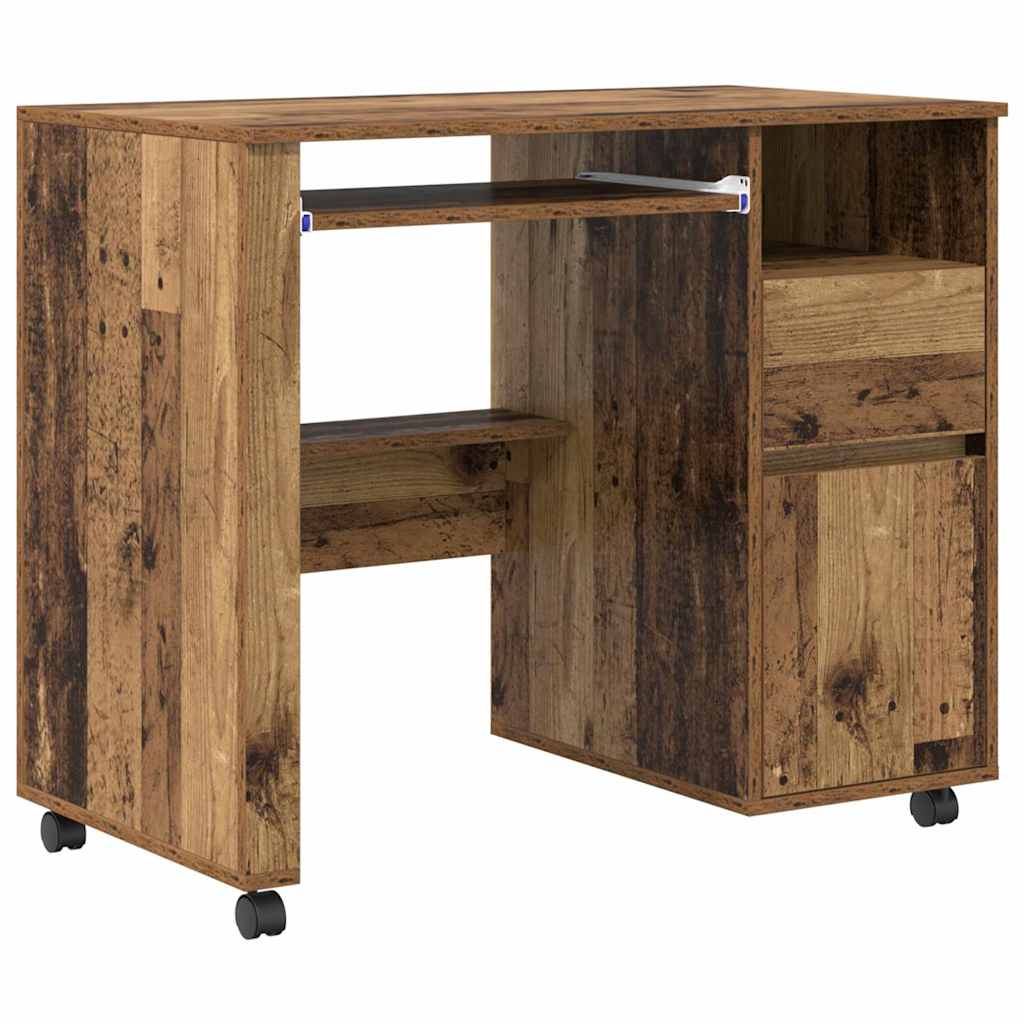 Bureau met Wielen Oud Hout 91 x 50 x 77 cm Bewerkt hout