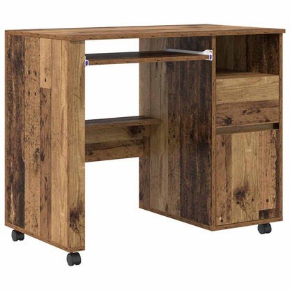 Bureau met Wielen Oud Hout 91 x 50 x 77 cm Bewerkt hout