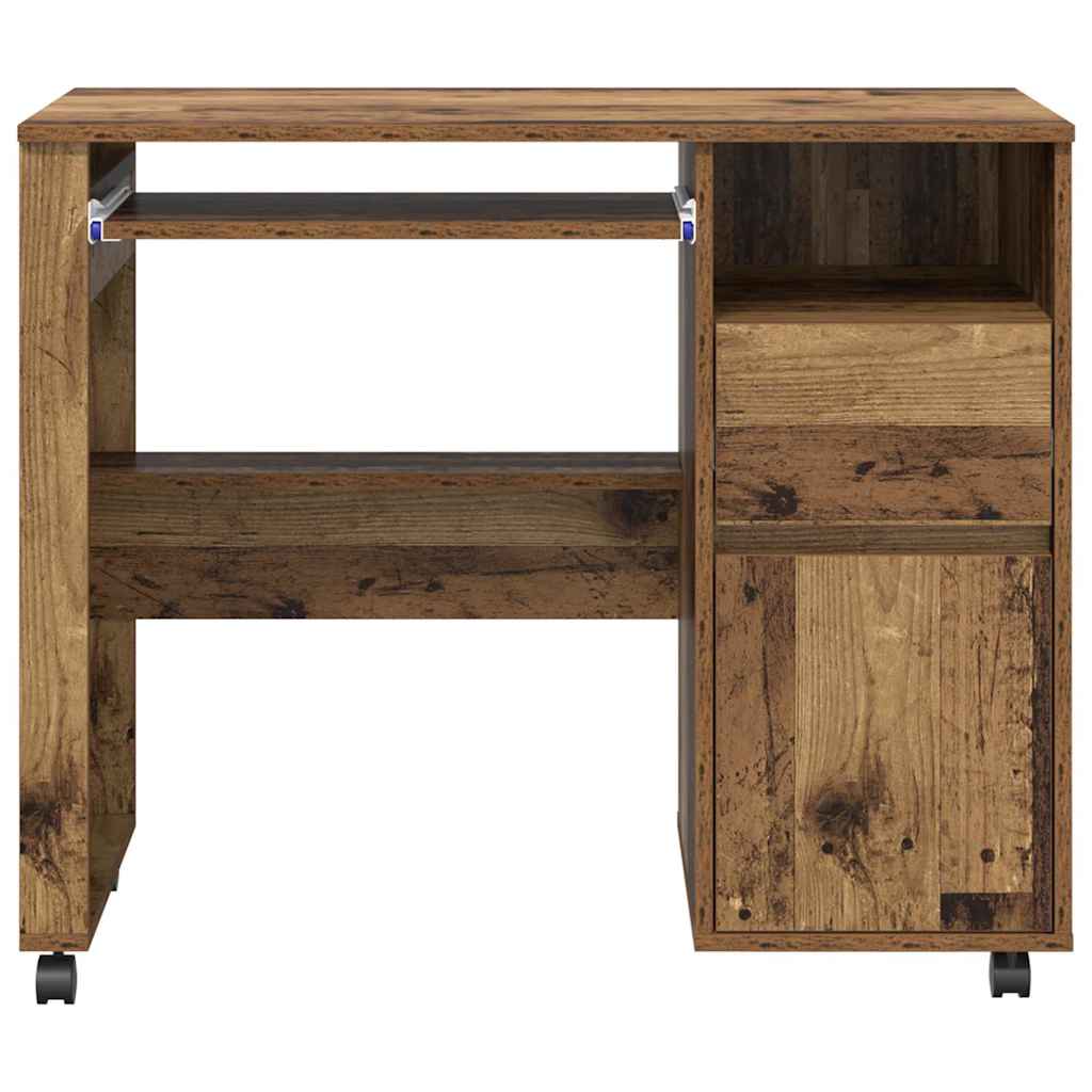 Bureau met Wielen Oud Hout 91 x 50 x 77 cm Bewerkt hout