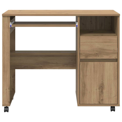 Bureau met Wielen Artisan Eiken 91 x 50 x 77 cm Bewerkt hout