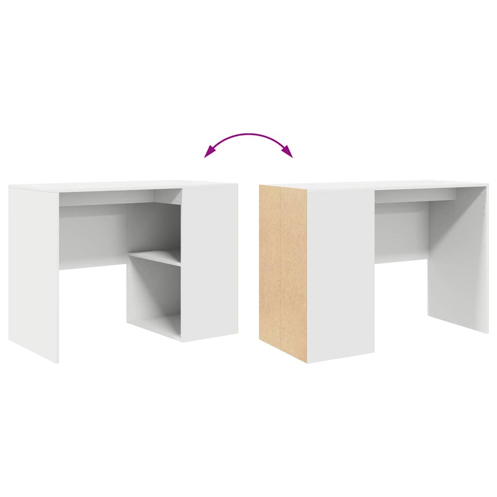 Bureau met plank met opslag Wit 102 x 50 x 75 cm Bewerkt hout