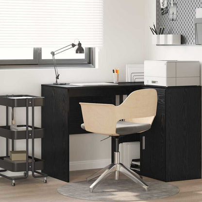 Bureau met plank Zwart Eiken 102 x 50 x 75 cm Bewerkt hout