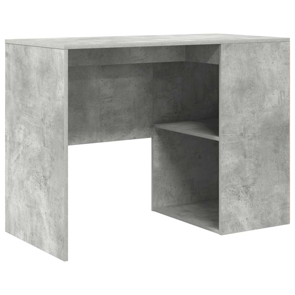 Bureau met plank Beton Grijs 102 x 50 x 75 cm Bewerkt hout