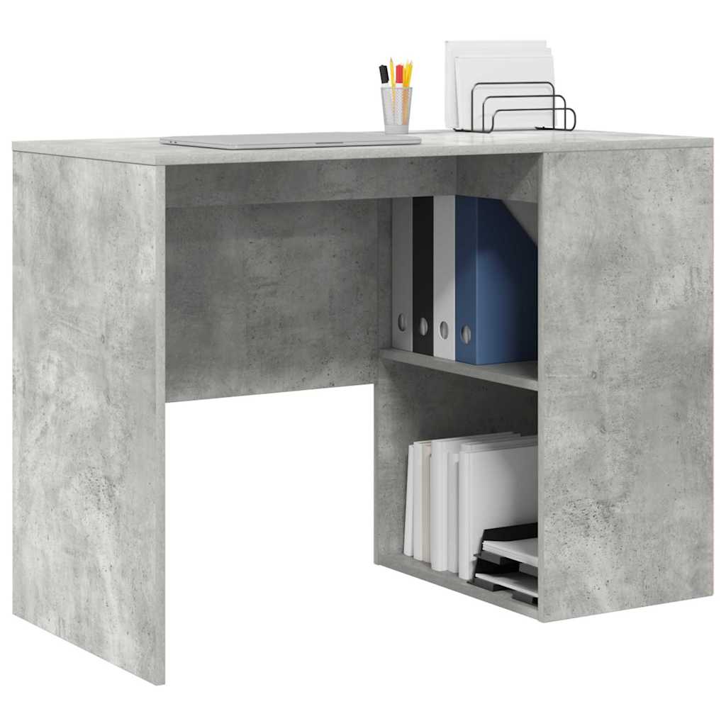 Bureau met plank Beton Grijs 102 x 50 x 75 cm Bewerkt hout