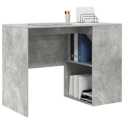 Bureau met plank Beton Grijs 102 x 50 x 75 cm Bewerkt hout