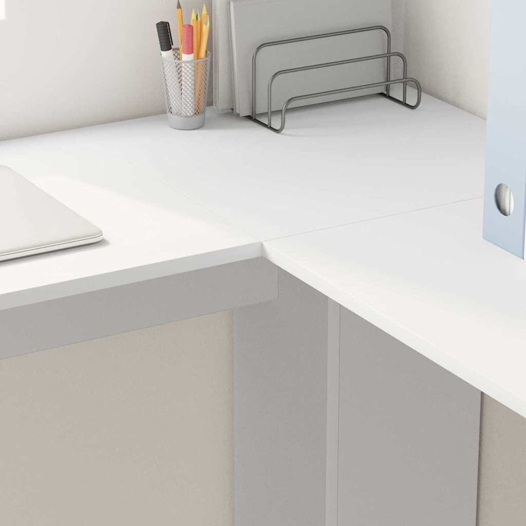 Hoekbureau met plank Wit 140 x 113,5 x 75 cm Bewerkt hout