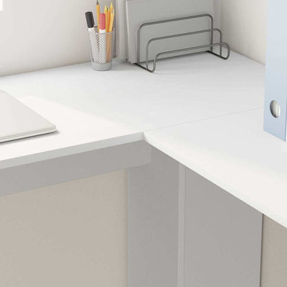 Hoekbureau met plank Wit 140 x 113,5 x 75 cm Bewerkt hout