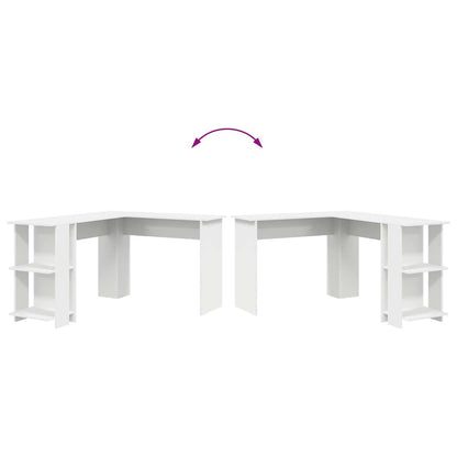 Hoekbureau met plank Wit 140 x 113,5 x 75 cm Bewerkt hout