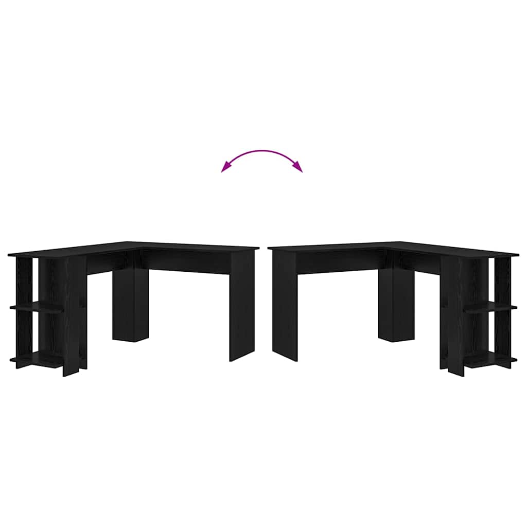 Hoekbureau Zwart Eiken 140 x 113,5 x 75 cm Bewerkt hout