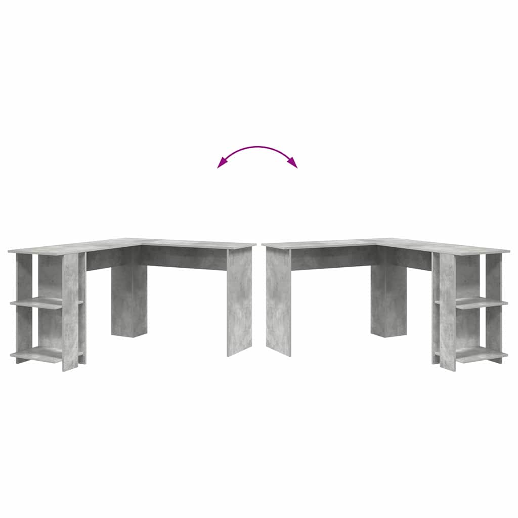 Hoekbureau Beton Grijs 140 x 113,5 x 75 cm Bewerkt hout