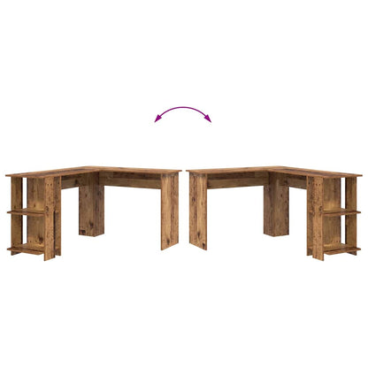 Hoekbureau met plank Oud Hout 140 x 113,5 x 75 cm Bewerkt hout