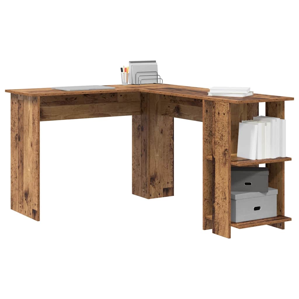Hoekbureau met plank Oud Hout 140 x 113,5 x 75 cm Bewerkt hout