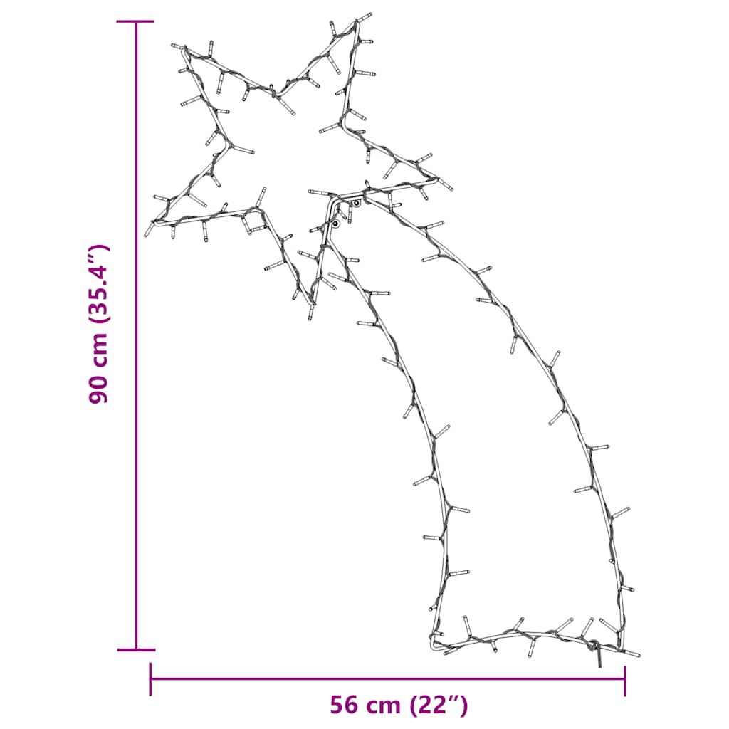 Christmas lights shooting star silhouette 115 LEDs warm white