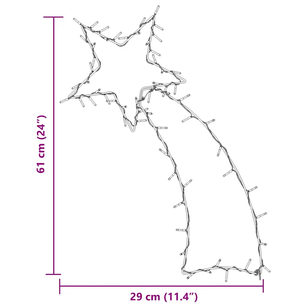 Christmas lights shooting star silhouette 80 LEDs warm white