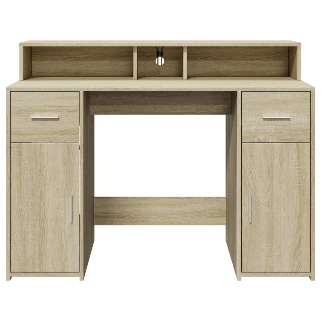 Desk with LED lighting 120x55x91 cm wood sonoma oak color