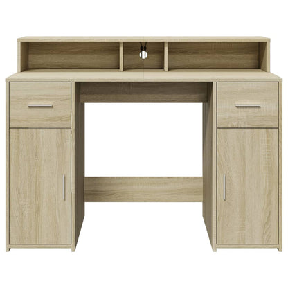 Desk with LED lighting 120x55x91 cm wood sonoma oak color